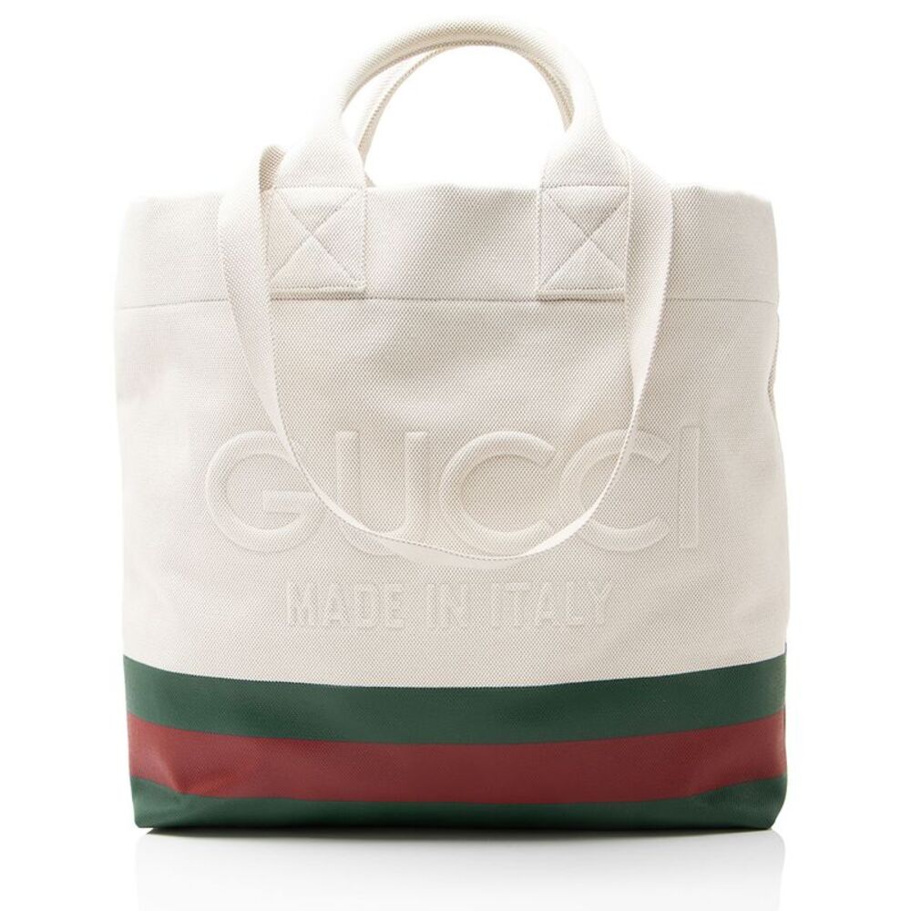 Gucci Canvas Web Logo Embossed Tote